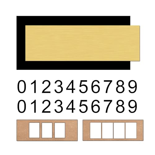 Hqvbvc Hausnummernschild, zwei Sets von Zahlen (0–9), Adressschilder für Häuser, wasserdicht, horizontal und vertikal, Wohnungstürnummernschild, Straßennummer für Haus, Briefkasten, Büro, Hotel (Gold) von Hqvbvc