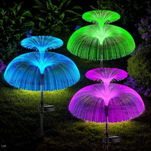 Solarlampen für Außen Garten, 3 Stück Qualle mit Farbig LED Solarleuchten Garten Deko, IP65 Wasserdicht Solar LED Blumen Lampe für Außen, Garten, Rasen, Balkon, Terrasse, Hof，Fest Deko(Mehrfarbig) von Hqynss