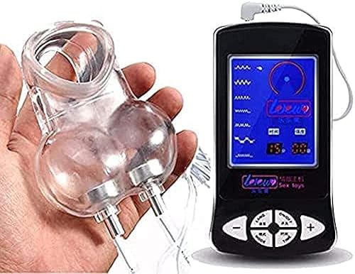 E-Stim Sex Hodensack Elektrostimulation Penis/hoden/hodensack Masturbation Keuschheitskäfig Ball Stretcher Penis Bondage Penishülle Cockring Elektro Shock Erotik Sexspielzeug für Frauen Männer Paare ( von Hrekssi