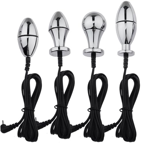 Elektro Shock Metall Analplug Butt Plug Analkugeln Zubehör Elektrostimulation Analdilatator Prostata Massager G-Punkt Stimulator Reizstromgeräte SM Masturbation Sexspielzeug für Männer Frauen,C von Hrekssi