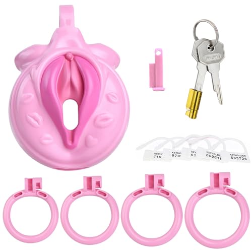 Flat Vagina Peniskäfig mit 4 Penisring Set, Extra Klein Keuschheitskäfig Herren Cock Cage Male Chastity Cage Keuschheitsschloss SM Bondage Penis Käfig Keuschheit Lock Extrem Sexspielzeug für Männer(Pi Flat Vagina Peniskäfig mit 4 Penisring Set, Extra Klein Keuschheitskäfig Herren Cock Cage Male Chastity Cage Keuschheitsschloss SM Bondage Penis Käfig Keuschheit Lock Extrem Sexspielzeug für Männer(Pi von Hrekssi