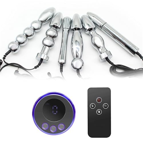 Hrekssi 6 Größen SM Elektro Shock Metall Anal Plug für Mann Frau, Sexuelle Elektrostimulation Vaginal Plug G-Punkt Stimulator Analdilatator Anal Beads Butt Plug Masturbator Sexspielzeug(5 Perlen) von Hrekssi