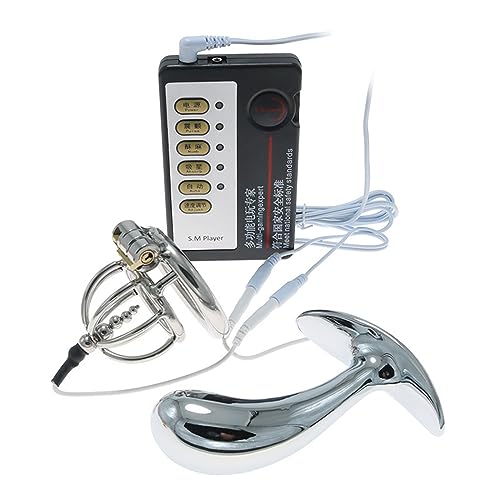 Hrekssi Elektro Sex Edelstahl Analplug Keuschheitskäfig Set Elektro Shock Anal Dilatator Butt Plug Peniskäfig Elektrische Stimulation Keuschheitsgürtel Mann SM Bondage Extrem Sexspielzeug für Männer Hrekssi Elektro Sex Edelstahl Analplug Keuschheitskäfig Set Elektro Shock Anal Dilatator Butt Plug Peniskäfig Elektrische Stimulation Keuschheitsgürtel Mann SM Bondage Extrem Sexspielzeug für Männer von Hrekssi