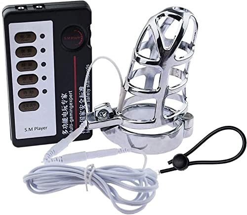 Hrekssi Elektrosex ReizstromgeräTe mit Keuschheitskäfig und Penisring/Cock Ring E-Stim Sex Elektrostimulation Set für Männer SM Fetisch Reizstromgerät Sexspielzeug FüR Paare (Size : Ring 40mm) von Hrekssi