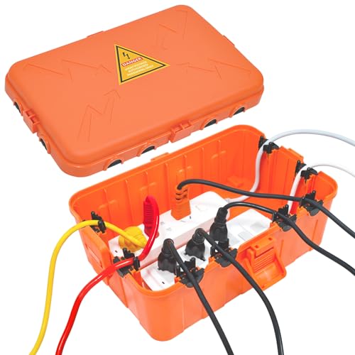 Außenbereich Elektrobox,IP54 wasserdichte Outdoor Outlet Covers, wetterfeste Verlängerungskabel Abdeckungen Schützen Steckdose, Steckdose, Timer,Plug,Holiday Light (32 x 22 x 13 cm),Orange von Hrensaw