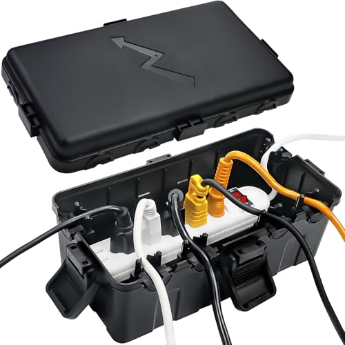Mittlerer wasserdichte Kabelbox Außenbereich (27x14x11,5cm),IP54 wasserdicht Wetterfeste Kabelbox,Wetterfester Anschlusskasten,Ideal zum Schutz von Verlängerungskabeln,Steckdosenleisten,Schwarz von Hrensaw