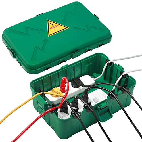 Wasserdichte kabelbox,IP54 wasserdicht wetterfeste Elektrobox,Outdoor kabel safe box zum Schutz von Steckdose,Zeitschaltuhr,Urlaubslicht-Steckerschutz aussen32x22x13cm-Grün von Hrensaw