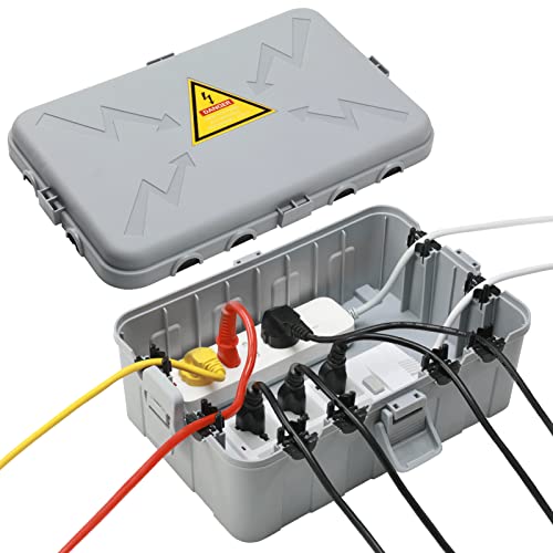 Großer Außenbereich Elektrobox(32x22x13cm), IP54 wasserdichte Abdeckung für Verlängerungskabel, wetterfeste Abdeckungen zum Schutz von Verlängerungskabel, Steckdosenleisten, Zeitschaltuhren-Grau von Hrensaw