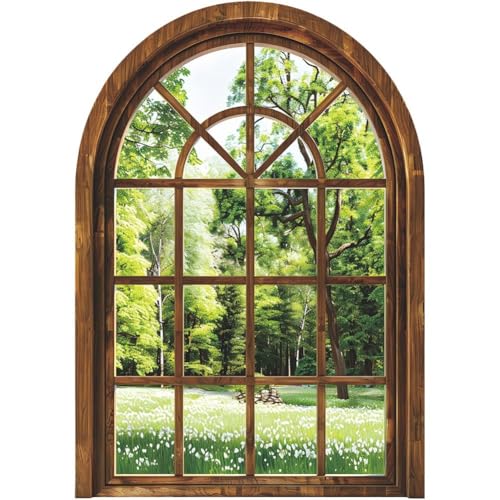Hrippy 3D-wandaufkleber, Wald, Abnehmbare Gefälschte Fenster-wandaufkleber, Landschaftsansicht, Fensteraufkleber, Landschafts-wandaufkleber, Wandbilder, Natur-wandaufkleber Zum Abziehen Und Aufkleben von Hrippy