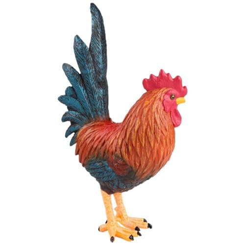 Hrippy Hahn Figur Ornament Tiermodelle Büro Schreibtisch Dekor Simulierte Hahn Statue Huhn Figur Skulptur Modell Ornament von Hrippy