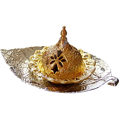 Hrippy Ramadan Goldener Weihrauch Brenner Handheld Aroma Diffusor Mini Nahe Osten Arabischer Herd Metallblattschalenhalter Für Wohnkultur von Hrippy