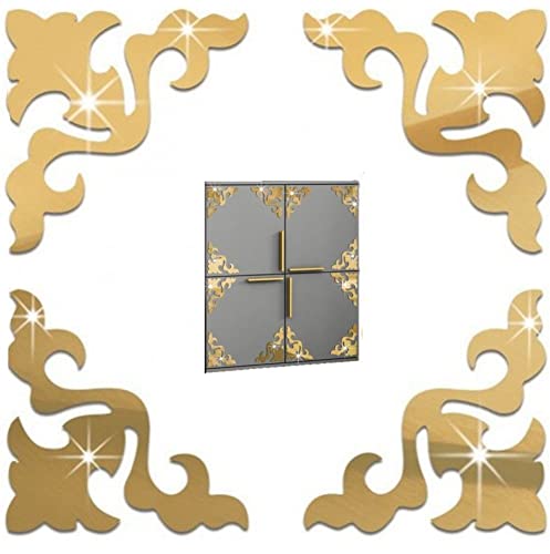 Möbel 3d Spiegel Wandaufkleber 4pcs Geometrisches Muster Diy Art Decals Gold Spliver Aufkleber Für Wohnzimmer Büro Wanddekoration von Hrippy