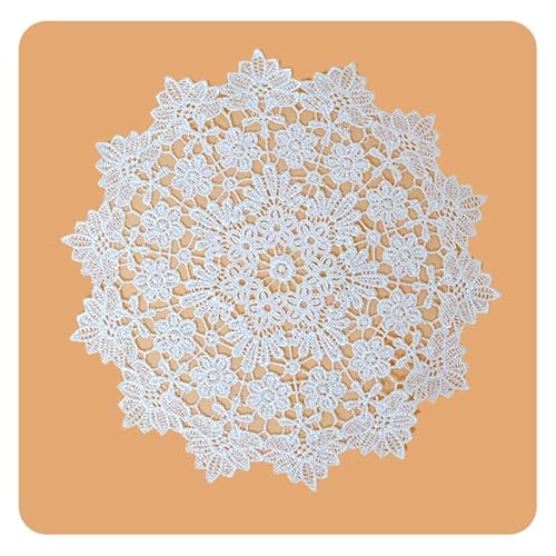 Hrlace 2 Stück Gestickte Tischläufer Gehäkelt Untersetzer Runde Spitze Platzdeckchen Handgefertigte Vintage Rustikalen Tisch Deckchen Deko für Küche Esszimmer Party Hochzeit Kommoden Deko 1# 35 cm von Hrlace