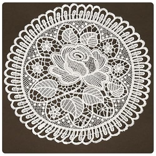 Hrlace 2 Stück Gestickte Tischläufer Gehäkelt Untersetzer Runde Spitze Platzdeckchen Handgefertigte Vintage Rustikalen Tisch Deckchen Deko für Küche Esszimmer Party Hochzeit Kommoden Deko 10# 35 cm von Hrlace