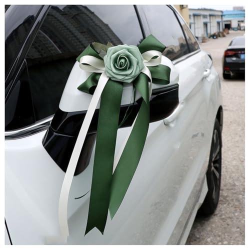 Hrlace Autoschleifen Hochzeit Autoschmuck Simulation Blume Hochzeitsauto Deko Auto Schleifen Rückspiegel Türgriff Dekoration Hochzeitsdeko Auto Künstliche Blume Autoschmuck #2 4 Stück von Hrlace