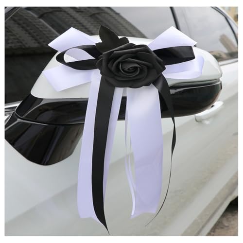 Hrlace Autoschleifen Hochzeit Autoschmuck Simulation Blume Hochzeitsauto Deko Auto Schleifen Rückspiegel Türgriff Dekoration Hochzeitsdeko Auto Künstliche Blume Autoschmuck #7 2 Stück von Hrlace