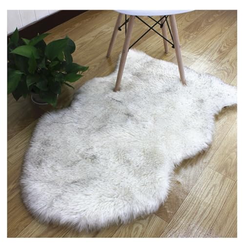 Hrlace Lammfell Schaffell Kunstfell Teppich - Longhair Weiche Flauschig Stuhlauflage Nachahmung Wolle Bettvorleger Sofa Matte für Stuhl Schlafzimmer Weiß 2# 45x65cm von Hrlace