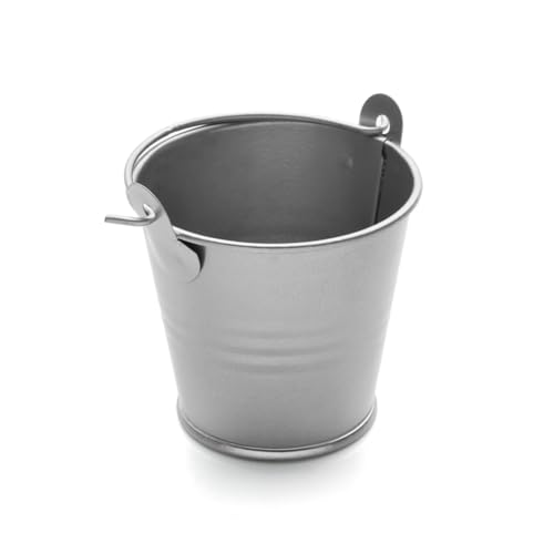 Hrlace Mini Eimer Bunt Gastgeschenk Mini Blumentöpfe Metall Eimer Hängender Blumentopf Hochzeit Party Taufe Süßigkeiten Bonbons Tischdeko mit Tragegriff für Garten Container Silbergrau 2 Stück von Hrlace