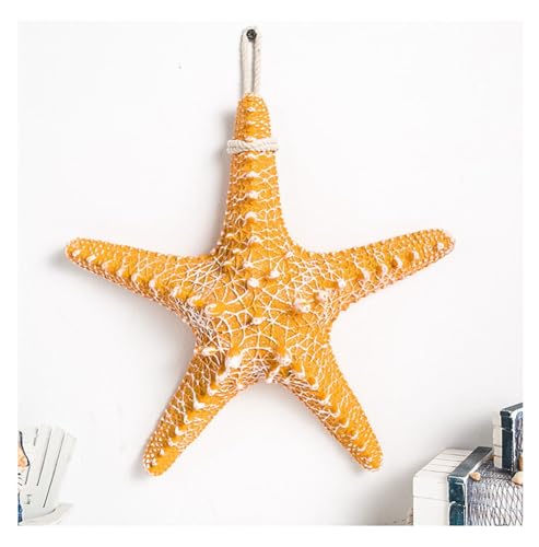 Hrlace Seestern Deko 32cm Extra Groß Harz Seestern Wanddeko Mediterranen Stil Hängedeko Basteln Seestern für Strand Aquarium Hochzeit Home Foto Requisiten Decor Ornament Gelb von Hrlace