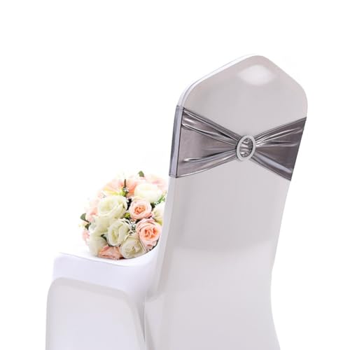 Hrlace Stuhl Schärpen Stretch Stuhlschärpen Schleifen Elastische Stuhl Bänder mit Schnalle Schieber Stuhl Schärpen Schleife für Hochzeit Bankett Party Veranstaltung Dekoration Grau 10 Stück von Hrlace