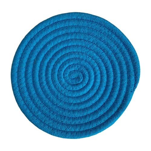 Hrlace Topfuntersetzer aus Baumwollfaden rutschfest Stilvolle Untersetzer Stofftöpfe Topfuntersetzer Hitzebeständig Runde geflochtene Platzsets zum Kochen und Backen, 1 Stück Seeblau 30cm von Hrlace