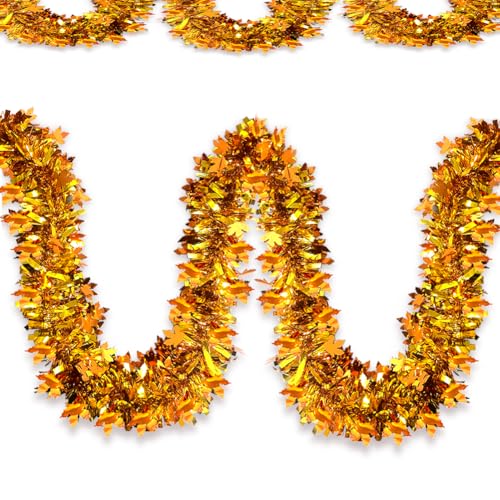 Thanksgiving-Lametta-Girlande, 90 cm, glänzend, metallisch, Baum, Herbstgirlande, Glitzer, Lametta, hängende Dekorationen für Thanksgiving, Party, Urlaub, Zubehör (Bronze-Gold) von Hrnsnails