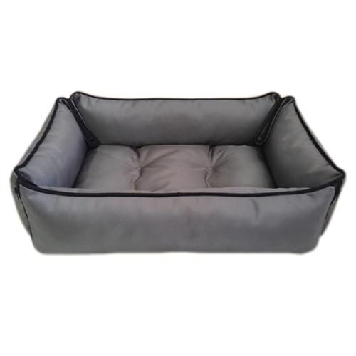 Hruile 2-in-1-Hundebett, strapazierfähige, wasserdichte Haustierbox-Matratze, Komfort-Schlafkissen mit rutschfester Unterseite, kratzfestes Korbgeflecht, Oxford-Gewebe (70 x 50 x 20 cm, Grau) von Hruile