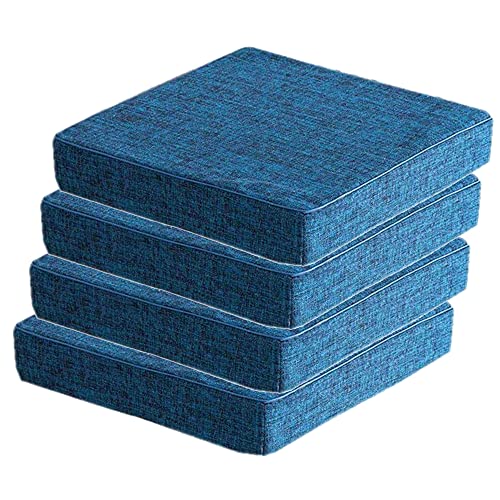 Hruile 4er-Set Stuhlkissen, 5 cm dick, rutschfest, mit abnehmbarem Bezug, bequeme Stuhlkissen, Matte für Küche, Garten, Terrasse, 45 x 45 x 5 cm, Blau Hruile 4er-Set Stuhlkissen, 5 cm dick, rutschfest, mit abnehmbarem Bezug, bequeme Stuhlkissen, Matte für Küche, Garten, Terrasse, 45 x 45 x 5 cm, Blau von Hruile