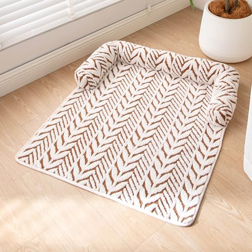 Hruile Beruhigendes Hundesofa, Bettmatte, flauschiges Plüsch-Katzenbett, maschinenwaschbar, Möbelschutz, Haustier-Schlafrolle, Kissen für Couch, mit rutschfester Unterseite, 80 x 60 cm, Kaffeebraun von Hruile