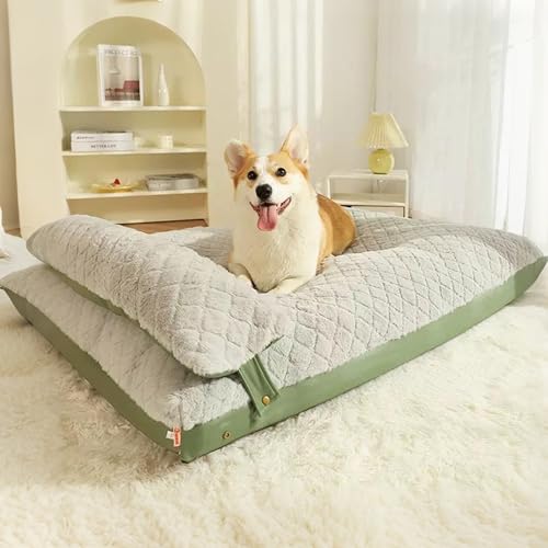 Hruile Großes Hundebett, Sofa, bequem, Plüsch, Haustier-Schlafkissen, Matte, rechteckig, langlebig, Haustierbox-Matratze, Kissen für Welpen, mittelgroße und große Hunde, waschbar und rutschfest (80 x von Hruile