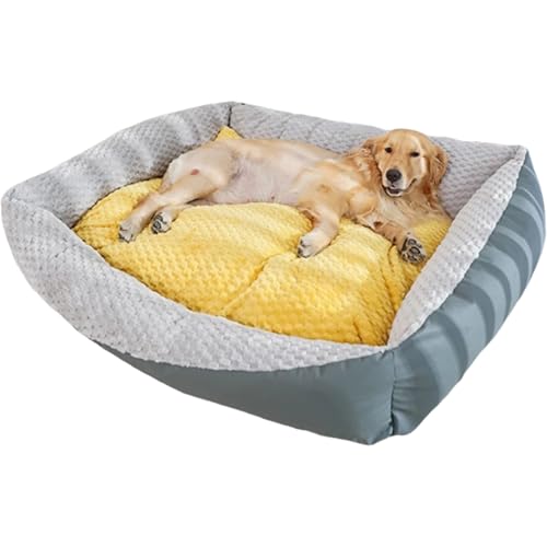 Hruile Großes Hundebett, Sofa, vierseitiges Kissen, strapazierfähiges Haustierbett, flauschig, beruhigend, Welpenschlafkissen, Anti-Angst-Matratze, abnehmbar, waschbar und rutschfeste Unterseite (55 x von Hruile