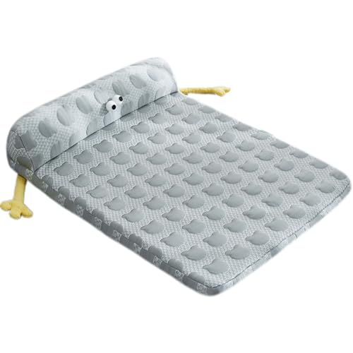 Hruile Kühlendes Sommerbett, Sofa, orthopädisches Haustier-Schlafkissen, abnehmbare, waschbare Matratze, tragbare Welpenrolle, rutschfest und kratzfest (60 x 45 x 9 cm, Grau) von Hruile