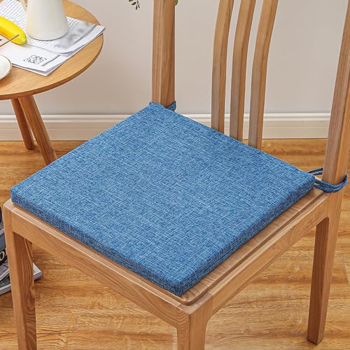 Hruile Stuhlkissen mit Bändern, quadratisches Stuhlkissen mit abnehmbarem Bezug für Büro, Wohnzimmer, Küche, Auto, Sesselkissen, Sofa, Tatami-Sitzkissen, 40 x 40 x 3 cm, Blau Hruile Stuhlkissen mit Bändern, quadratisches Stuhlkissen mit abnehmbarem Bezug für Büro, Wohnzimmer, Küche, Auto, Sesselkissen, Sofa, Tatami-Sitzkissen, 40 x 40 x 3 cm, Blau von Hruile