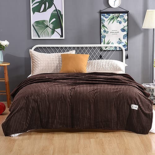 Hruile Überwurf für Sofa, Bett, Reise, 100 % Polyester, weicher Jacquard-Stoff, warme Überwürfe für Sofa, Couch, Bett, Fleece, Tagesdecke, Sessel, Decke, 200 x 230 cm, braun von Hruile