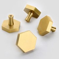 Hexagon Einlochknopf Messing Türgriff Gold Schublade Zieht Knauf Kommode Griff Kleiderschrank Schrank Knäufe Möbelknäufe von Hryxhardware