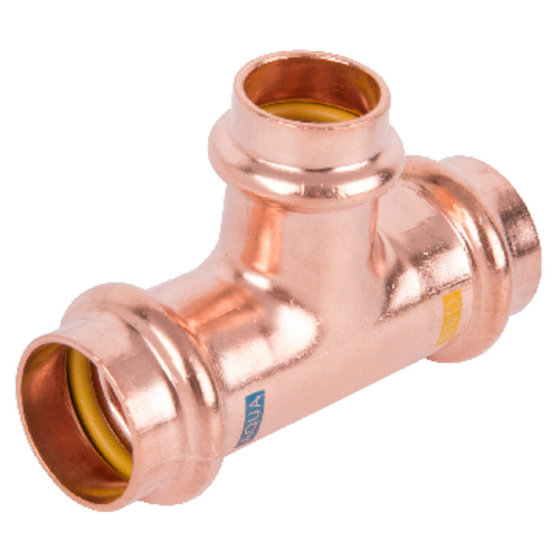 HS - T-Stück V-Press Copper AQUAGAS reduziert, 28x15x28mm von Hs