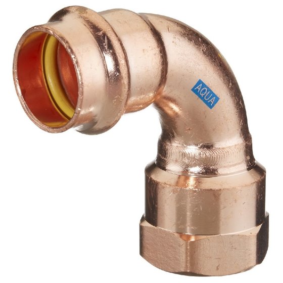 HS - Winkel V-Press Copper AQUAGAS 90°, IG, 22mm x 3/4" von Hs