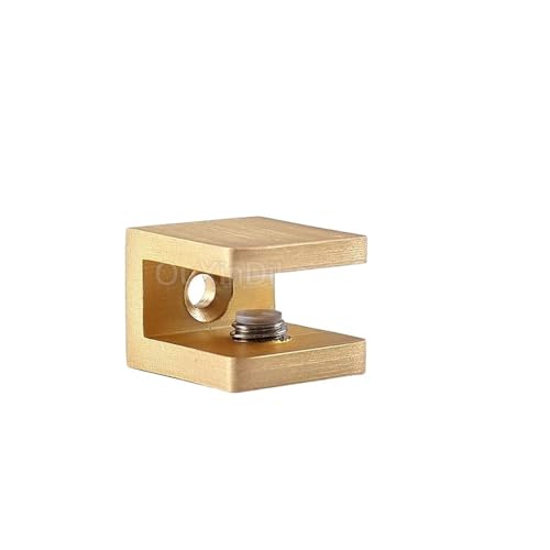 4 Stück Glasklemmen aus gebürstetem Goldmessing ohne Bohren auf Glashalter, Regalhalterungen, Clip-Unterstützung for 5–12 mm(M Size for 8-10mm) von HsePank