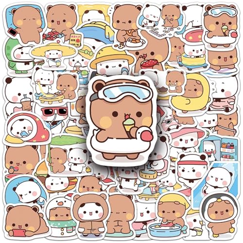 110 Stück Bubu Dudu Aufkleber, Bubu Dudu Dekoration Wasserdicht PVC Sticker, Panda Aufkleber Tiere Kinder Sticker Set für Laptop Skateboard Scrapbook Gitarre Trinkflasche ästhetische Aufkleber Deko von HsentimenH