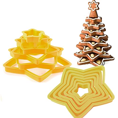 12 Teiliges Stern Ausstechformen, Fondant Donut Ausstechformen Set, Weihnachtsstern Ausstechformen Set, Herbst Ausstechformen, für Weihnachtsbaum, Geschenk, Plätzchenturm von HsentimenH