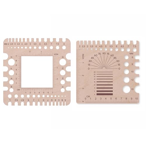 2 Stück Knitting Needle Gauge, Stricknadelmaß Holz Knitting Strickwerkzeug, Nadelmaß für Häkelnadeln, Nadellehre Stricknadel-Lineal Ruler Strickzubehör zur Messung des Strickgrades Garnstärke von HsentimenH