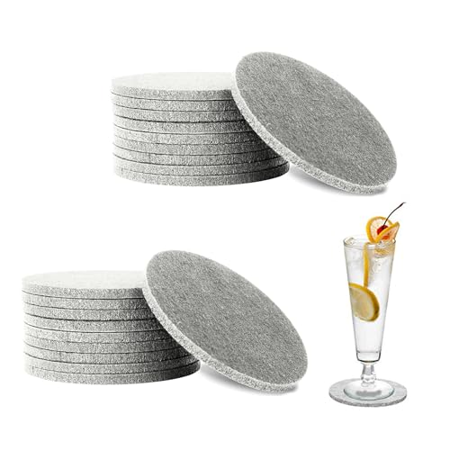 20 Stück Filzuntersetzer Rund Grau, Rund Untersetzer für Gläser Filzuntersetzer Glasuntersetzer Waschbare Filz Untersetzer für Becher, Bier, Tisch, Bar,Tassen, Bars-untersetzer gläser von HsentimenH