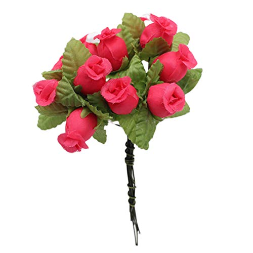 1 Blumenstrauß Künstliche Blumen 12 Rosenköpfe Künstliche Rose Blumen DIY Handwerk Hochzeit Party Haus Garten Grabdekor Innen Außen Dekoration Arrangement UV Beständig Seide Blumen Pflanzen Rose Rot von HshDUti