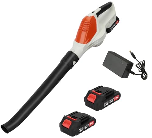 Akku-Gebläse 24 V, Akku Laubbläser mit Akku und Ladegerät, elektrischer Laubsauger/Laubbläser zum Laub Zusammenkehren, Akku-Laubläser mit 2x24V Akku und Ladegerät Weiß von HshDUti