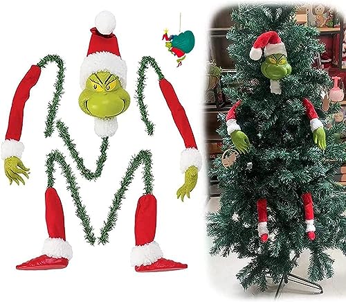 HshDUti Grinchs Elfenkopf Arme Beine Baum Kreative Weihnachten Home Party Dekorationen Weihnachtsbaum Dekorationen Grinchs Baumspitze Ornamente (Rot & Grün) von HshDUti