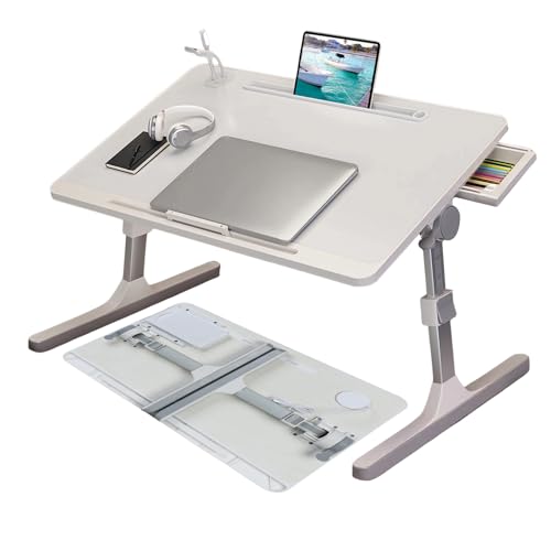 HshDUti Klappbarer Schoßschreibtisch Laptop-Ständer für Bett, faltbarer Laptop-Betttisch mit Tablet-Steckplatz, höhen- und winkelverstellbarer Laptop-Schreibtisch für Schoß, Betttablett mit, 4015414 von HshDUti