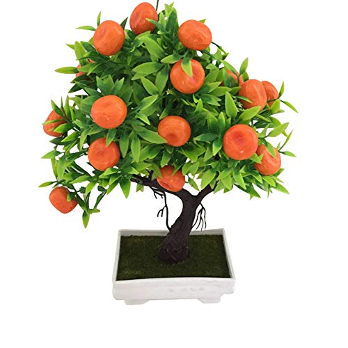 Künstlicher Orangenbaum Bonsai Topfpflanze Gefälschter Obstbaum Chinesisches Neujahrsbaum Pflanze Frühling Festival Geschenke Dekorative Kunstpflanzen für Wohnzimmer Garten Schlafzimmer Büro von HshDUti