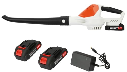 Laubbläser Akku-Laubbläser Kabelloser 21V 240 km/h / 6-Luftgeschwindigkeit/mit 2 x 4,0 Ah Akku und Ladegerät/Leicht Kompakte für Garten Hof Rasenpflege (Orange) von HshDUti