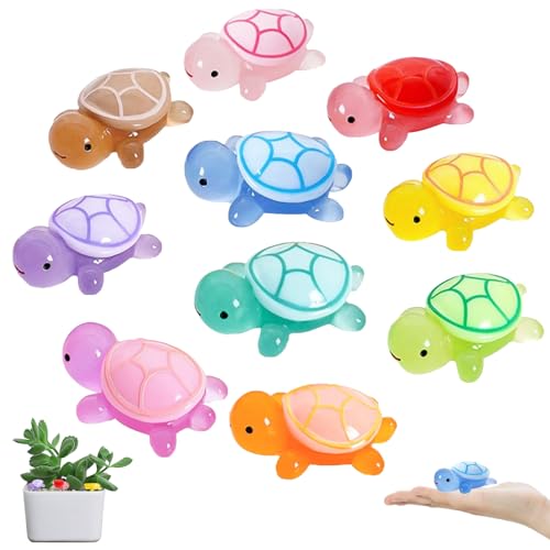 Hshenjhu 10 Stück Mini Leuchtende Schildkröten Harz, Small Turtles Mini Resin Turtles, Weihnachts Geschenke für Gartendeko, DIY Micro Landschaft Szenen, Landschaftsgestaltung & Heimdekoration von Hshenjhu