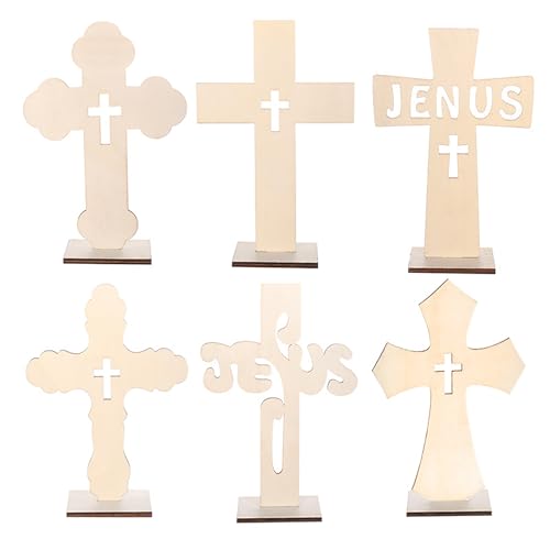 Hshenjhu 6 Stück Holzkreuz,Handgemachtes Geschnitztes Holzkreuz mit Hochwertigem Creative Druck,Tischkreuz Geschenk für Taufe,Geburt,Kommunion,Kirche Zuhause Dekor,11 x 8 cm Hshenjhu 6 Stück Holzkreuz,Handgemachtes Geschnitztes Holzkreuz mit Hochwertigem Creative Druck,Tischkreuz Geschenk für Taufe,Geburt,Kommunion,Kirche Zuhause Dekor,11 x 8 cm von Hshenjhu
